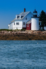 Blue Hill Bay Light on a Rocky Island in Summer